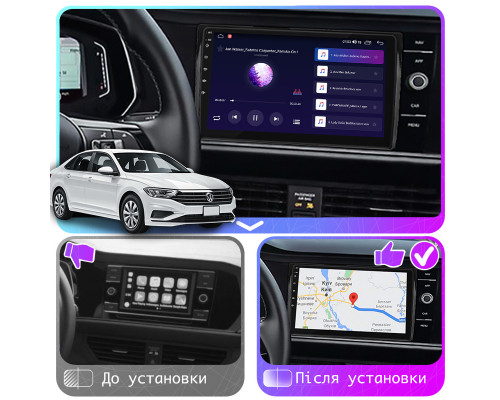 Штатная магнитола Lesko для Volkswagen Jetta VII 2018-н.в. экран 9" 4/64Gb CarPlay 4G Wi-Fi GPS Prime