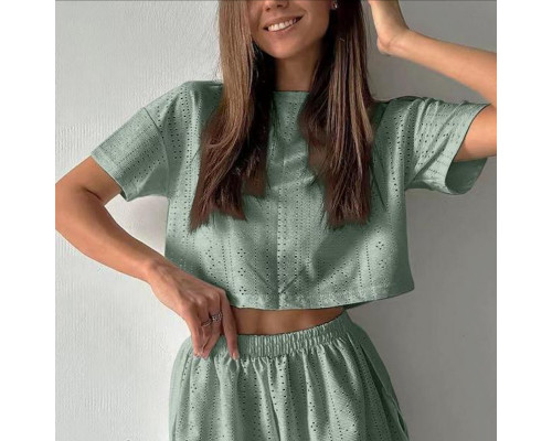 Женский комплект для дома и сна SM24107A футболка и шорты женская пижама Green M