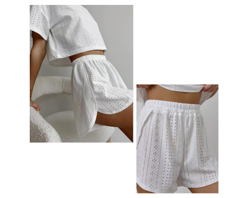 Женский комплект для дома и сна SM24107A футболка и шорты женская пижама White S