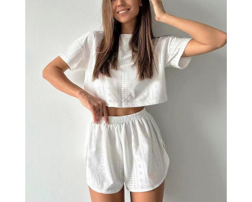 Женский комплект для дома и сна SM24107A футболка и шорты женская пижама White S