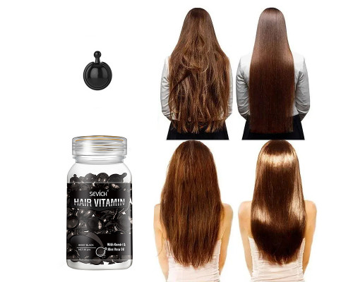 Витаминные капсулы для волос Sevich Hair Vitamin с маслом Кукуи и Алоэ Вера для темных волос и защиты от солнца черные 30шт