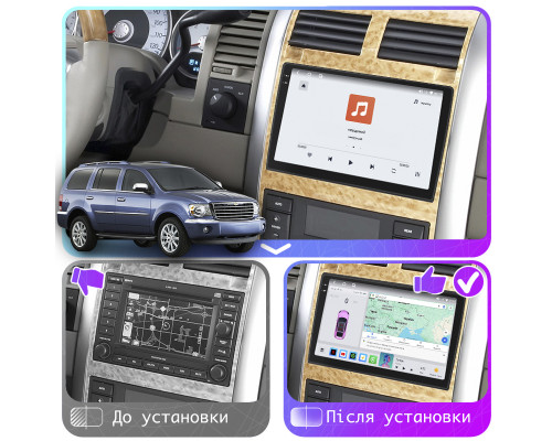 Штатная магнитола Lesko для Chrysler Aspen  2006-2008 экран 9" 4/64 QLED CarPlay 4G Wi-Fi GPS 360 Prime