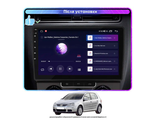 Штатная магнитола Lesko для Volkswagen Golf V Manual AC 2003-2008 экран 10" 2/32Gb Wi-Fi GPS Base