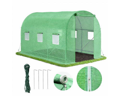 Садовая теплица 6 м2 (3 × 2 × 2 м) с окнами, армированная пленка UV-4, Зеленая (Польша)