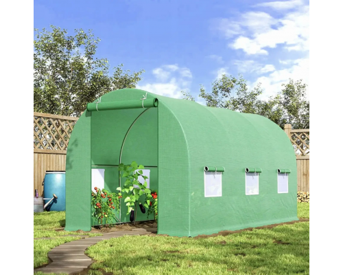 Садовая теплица 6 м2 (3 × 2 × 2 м) с окнами, армированная пленка UV-4, Зеленая (Польша)