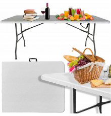 Садовый складной стол чемодана (180 × 75 х 77 см) из стали и пластика, легкий и прочный (Белый)
