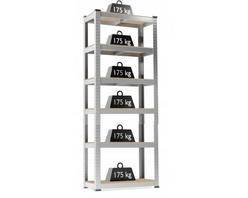 Стеллаж металлический 222x110x50, 6 полок (серый)