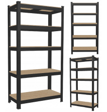 Стеллаж металлический 180х90х40 см 5 полок, погрузка - 175 кг на полку (Черный)