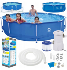 Каркасный садовый бассейн Avenli (360 х 76 см) круглый, для взрослых и детей, Синий (17799)