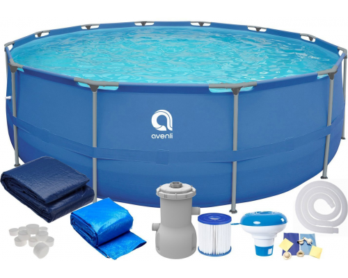 Круглый каркасный бассейн Avenli (305 x 76 см) для взрослых и детей, комплектация 19в1, Синий