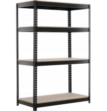 Стеллаж металлический (180 x 150 x 60 см) 4 полки, нагрузка - 500 кг на полку, Черный
