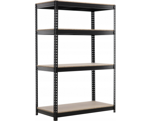 Стеллаж металлический (180 x 150 x 60 см) 4 полки, нагрузка - 500 кг на полку, Черный