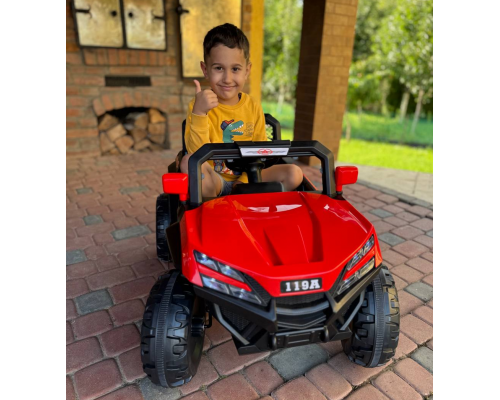 Детский электромобиль ДЖИП БАГГИ двухместный (4 двигателя, пульт, свет, музыка), Красный