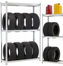 Металлический стеллаж для 8 шин с дополнительной полкой Garden Line (180×120×40 см) | нагрузка на 1 полку –