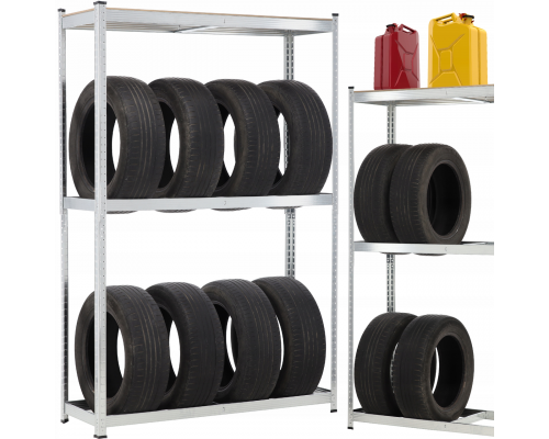 Металлический стеллаж для 8 шин с дополнительной полкой Garden Line (180×120×40 см) | нагрузка на 1 полку –