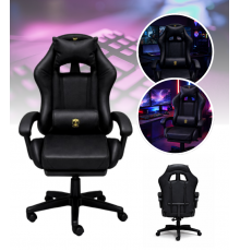 Геймерское кресло Primaveo с эргономичными подушками и выдвижной подставкой для ног, Черный
