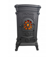 Чугунная печь-камин "Koza" Ingrid Ambra 9 кВт (дровяна) обогрева - до 100 м2, Черная