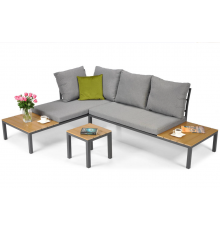 Комплект садовой мебели LAGOS (угловой диван + столик) из стали, с подушками, Серый (Польша)