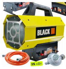 Газовый обогреватель / Газовая тепловая пушка (дуйка) 15 кВт BLACK (Пропан/Бутан) + шланг и редуктор (Польша)