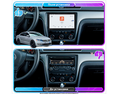 Штатная магнитола Lesko для Volkswagen Passat I / NMS Auto AC 2011-2015 экран 9" 4/64 QLED CarPlay 4G Wi-Fi GPS 360 Prime