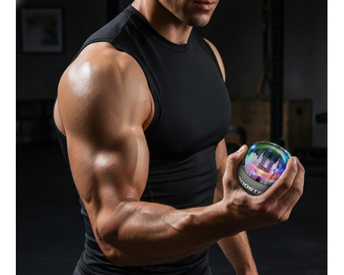 Гироскопический тренажер Booster Gyro Ball с LED-подсветкой для тренировки кисти, запястья и предплечья