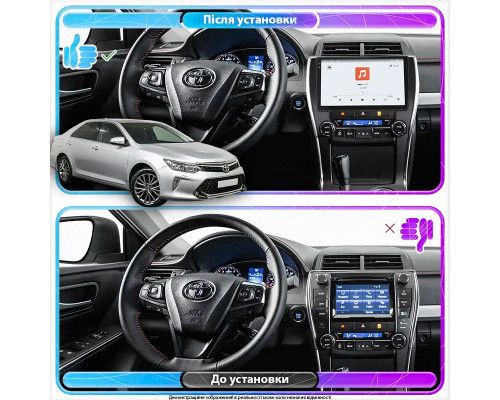 Штатная магнитола Lesko для Toyota Camry XV50 рестайлинг 2015-2017 с экраном 10" и QLED