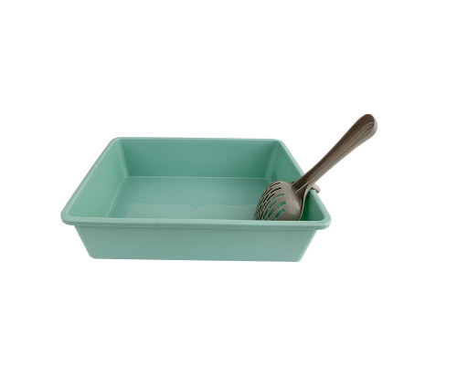 Туалет для кошек с лопаткой Taotaopets 263303-2 кошачий лоток Mint Green