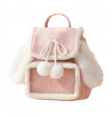 Детский рюкзак-сумка 36262 плюшевый мягкий с ушками Pink