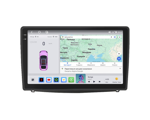 Штатная магнитола Lesko для Fiat 500L I 2012-2017 экран 10" 4/64 QLED CarPlay 4G Wi-Fi GPS 360 Prime