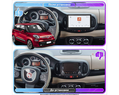 Штатная магнитола Lesko для Fiat 500L I 2012-2017 экран 10" 4/64 QLED CarPlay 4G Wi-Fi GPS 360 Prime