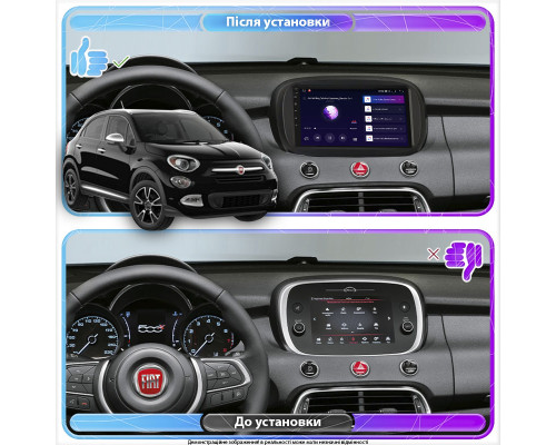 Штатная магнитола Lesko для Fiat 500X I 2014-2018 экран 9" 2/32Gb 4G Wi-Fi GPS Top