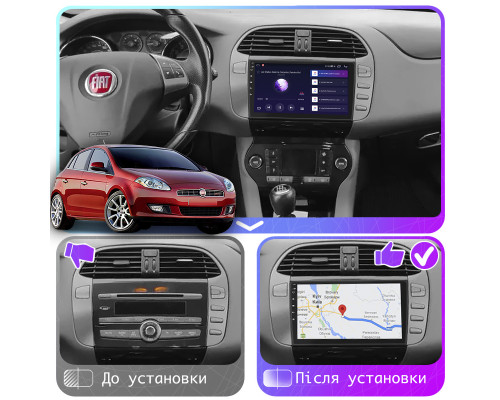 Штатная магнитола Lesko для Fiat Bravo II 2007-2014 экран 9" 6/128Gb 4G Wi-Fi GPS Top