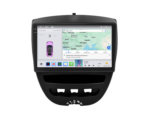 Штатная магнитола Lesko для Citroen C1 I 2005-2008 экран 10" 4/64 QLED CarPlay 4G Wi-Fi GPS 360 Prime