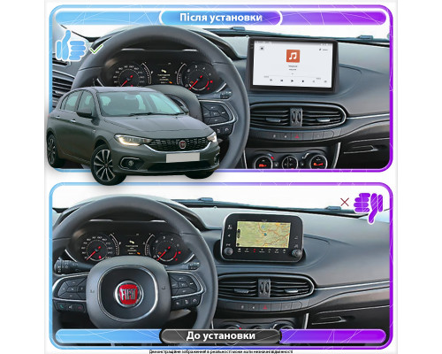Штатная магнитола Lesko для Fiat Tipo 356 2015-2020 экран 9" 4/64 QLED CarPlay 4G Wi-Fi GPS 360 Prime
