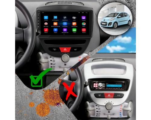 Штатная магнитола Lesko для Citroen C1 I Рестайлинг 2 2012-2014 экран 10" 1/16Gb Wi-Fi GPS Base