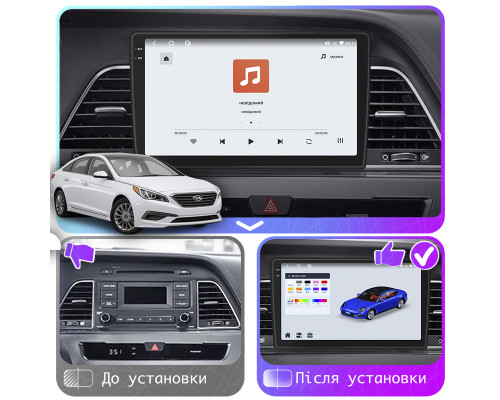 Штатная магнитола Lesko для Hyundai Sonata VII (LF) 2014-2017 экран 9" 4/64 QLED CarPlay 4G Wi-Fi GPS 360 Prime