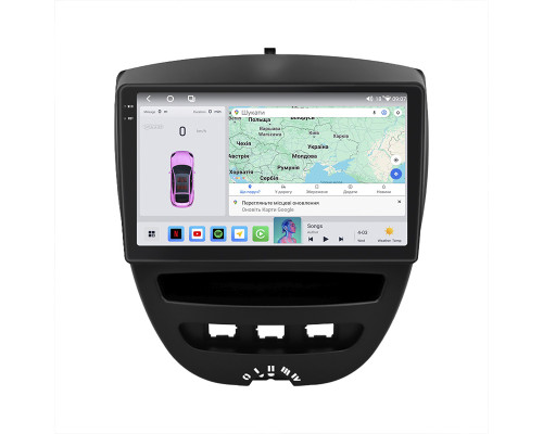 Штатная магнитола Lesko для Citroen C1 I Рестайлинг 2 2012-2014 экран 10" 4/64 QLED CarPlay 4G Wi-Fi GPS 360 Prime