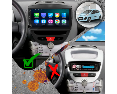 Штатная магнитола Lesko для Citroen C1 I Рестайлинг 2 2012-2014 экран 10" 4/64Gb 4G Wi-Fi GPS Top