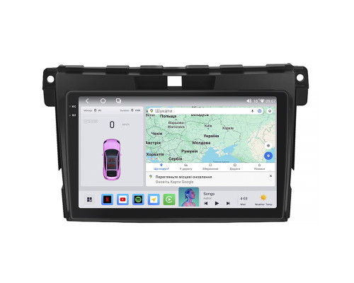 Штатная магнитола Lesko для Mazda CX-7 I Рестайлинг 2009-2012 экран 9" 4/64 QLED CarPlay 4G Wi-Fi GPS 360 Prime