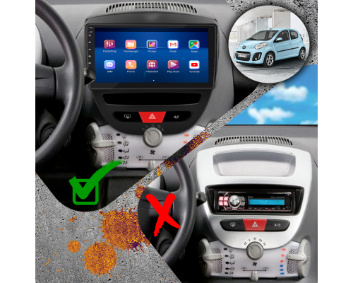 Штатная магнитола Lesko для Citroen C1 I Рестайлинг 2 2012-2014 экран 10" 6/128Gb 4G Wi-Fi GPS Top