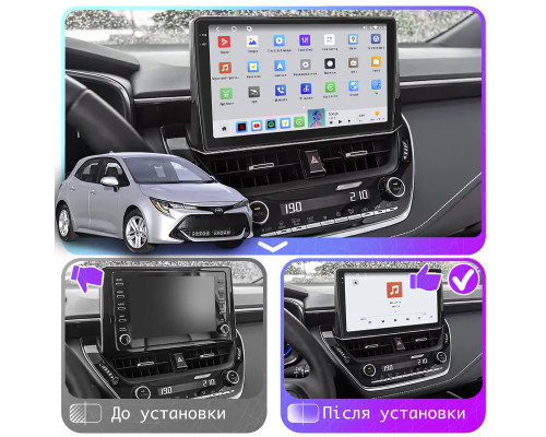 Штатная магнитола Lesko для Toyota Corolla XII (E210) 2018-н.в. экран 10" 4/64 QLED CarPlay 4G Wi-Fi GPS 360 Prime