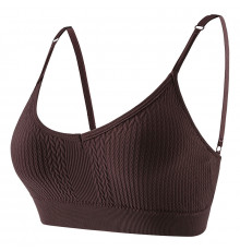 Топ женский в текстуре косичка WX6608# с регулируемыми брителями съемные чашечки Коричневый L