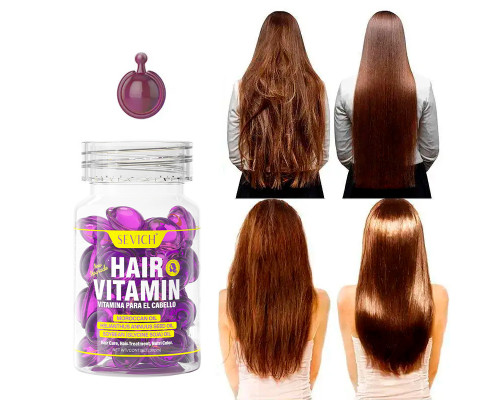 Витаминные капсулы для волос Sevich Hair Vitamin с марокканским маслом для восстановления окрашенных волос фиолетовые 30шт