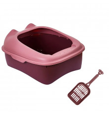 Туалет для кошек с лопаткой Taotaopets 268802 лоток для котов 40*30*18,5 cm Pink