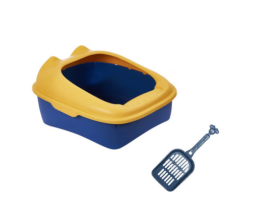 Туалет для кошек с лопаткой Taotaopets 268802 лоток для котов 40*30*18,5 cm Yellow