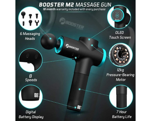 Ударный массажёр Booster M2B (12V) для тела — перкуссионная терапия для снятия боли и напряжения