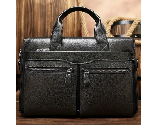 Мужская сумка для офиса 39x28×8, портфель папка для ноутбука и бумаг SK N76955 черный