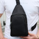 Мужская сумка-слинг из натуральной кожи 18х31х7, бананка через плечо Tiding Bag 34091 черная