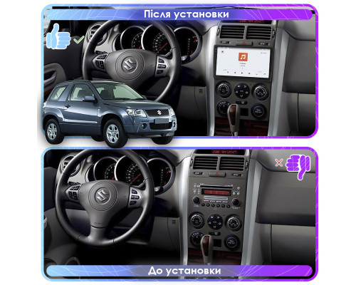 Штатная магнитола Lesko для Suzuki Grand Vitara III 2005-2008 экран 9" 4/64 QLED CarPlay 4G Wi-Fi GPS 360 Prime