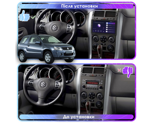 Штатная магнитола Lesko для Suzuki Grand Vitara III 2005-2008 экран 9" 4/64Gb 4G Wi-Fi GPS Top
